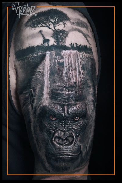 chimpanzee Tattoo on hands