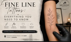 Fine line tattoo design at Kraayonz Tattoo Studio in Bandra